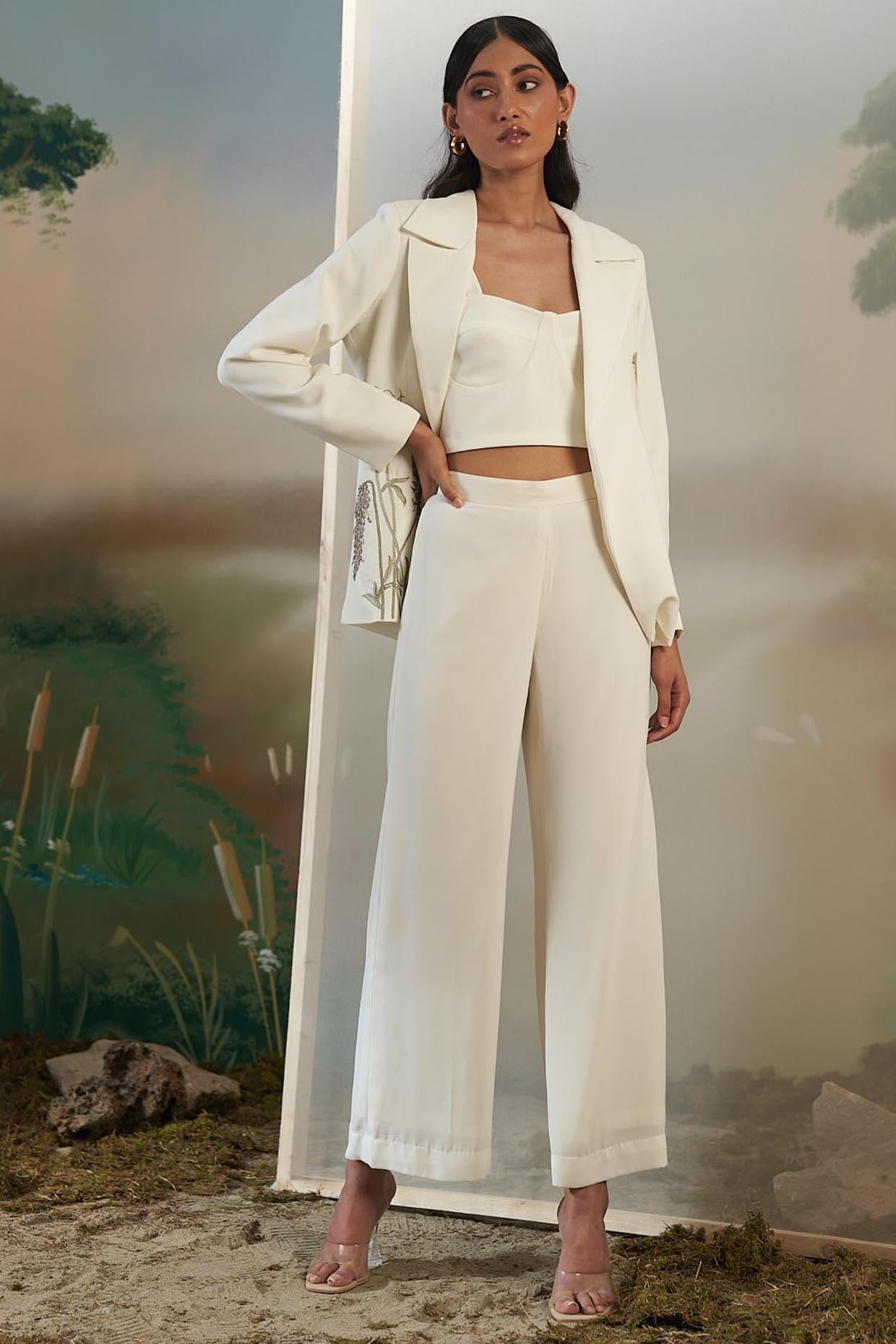 Buy 100 Silk Pants Ivory Creamy White Silk Trousers Highwaisted Online in  India  Etsy