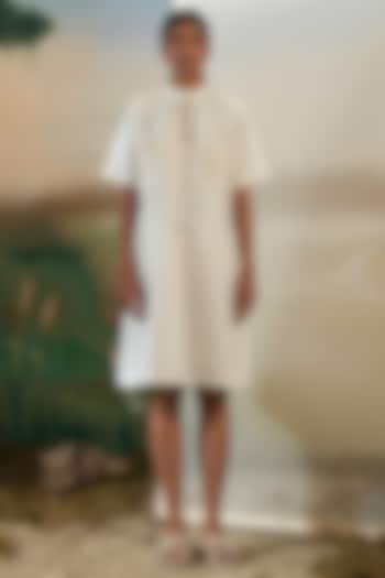 Ivory Hand Embroidered Panelled Dress by FEBo6 at Pernia's Pop Up Shop