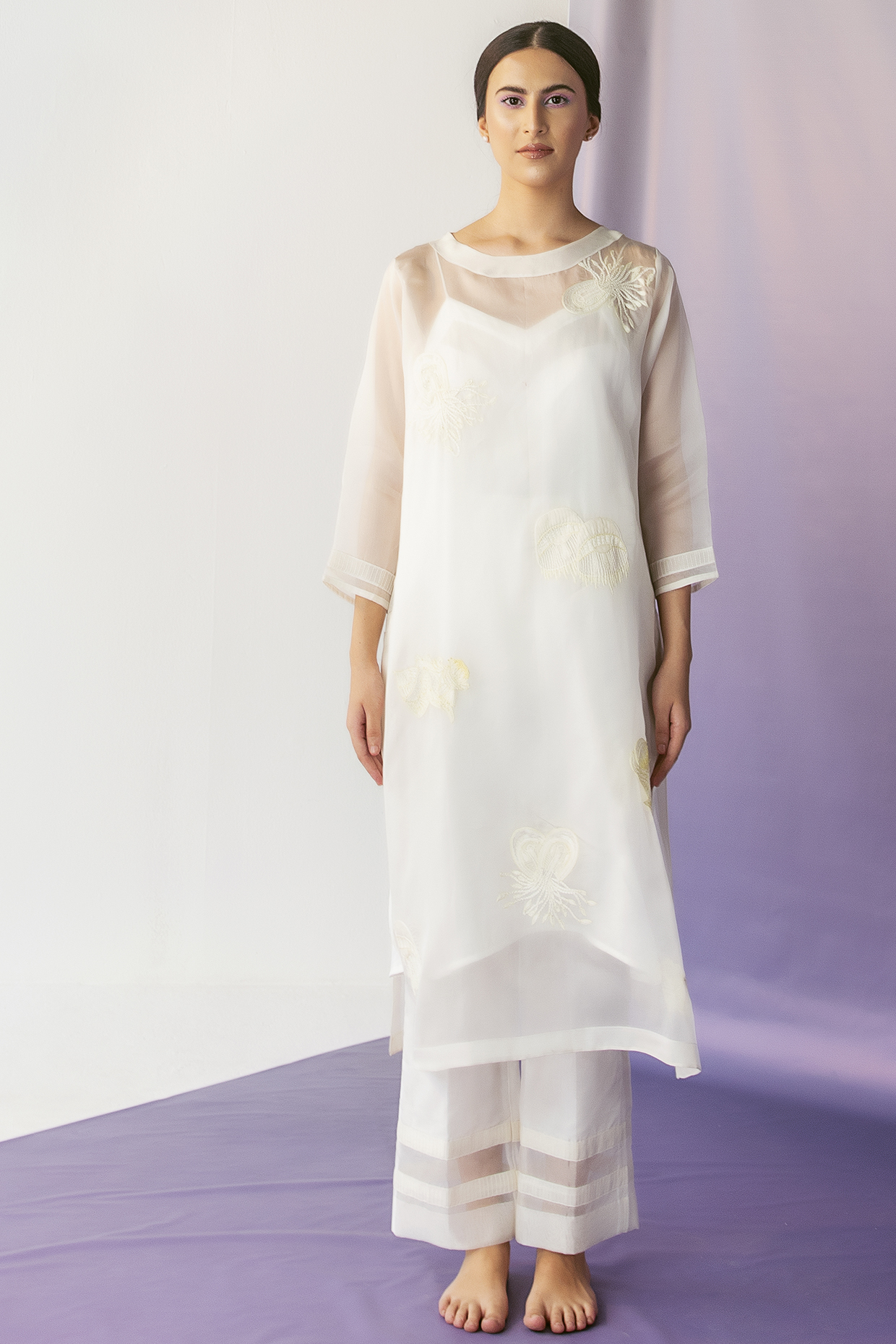 White Tone Embroidered Kurta Set by FEBo6 at Pernia's Pop Up Shop