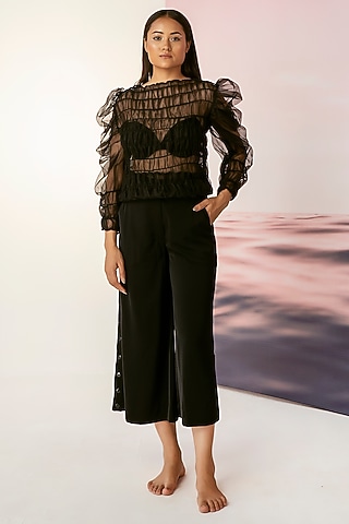 Black Organza Sheer Top by FEBo6