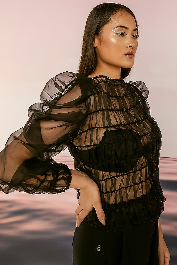 Black Organza Sheer Top by FEBo6 at Pernia's Pop Up Shop