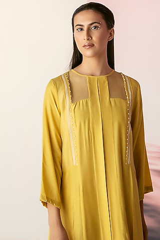 Mango Yellow Pleated Dress by FEBo6
