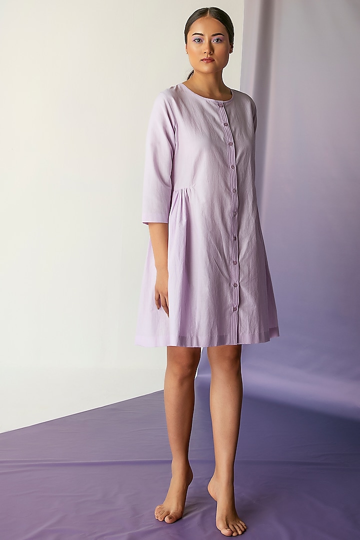 Pastel Lilac Cotton Silk Dress by FEBo6