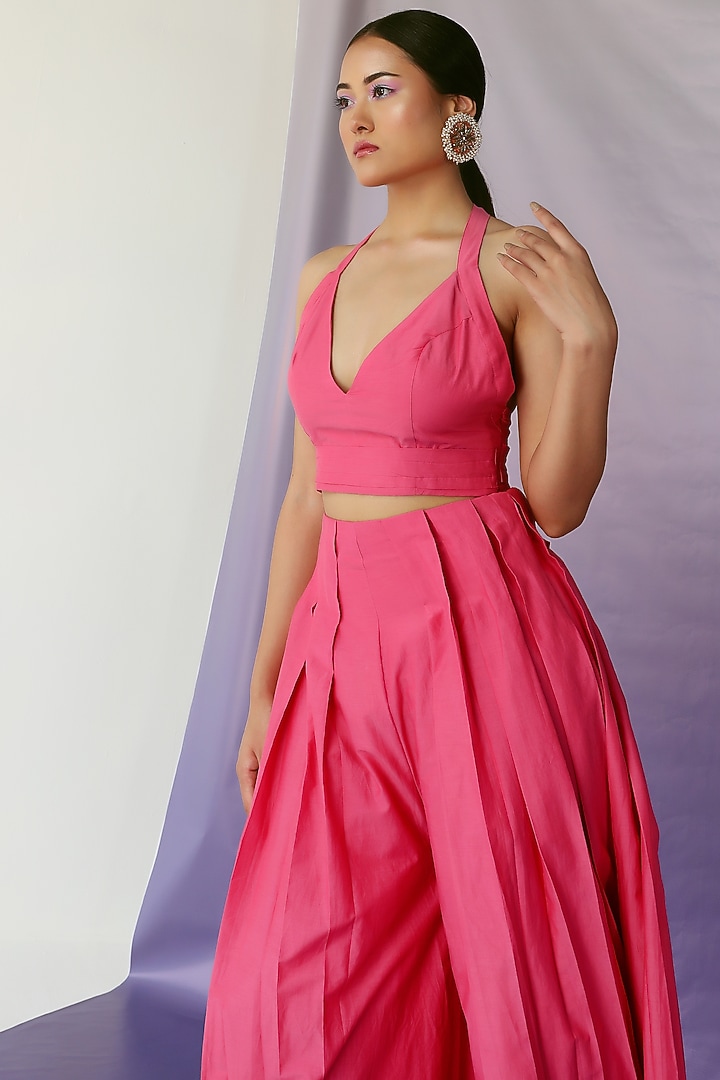 Hot Pink Cotton Silk Bralette by FEBo6 at Pernia's Pop Up Shop