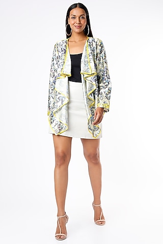 White Seahorse Printed Throw Jacket by Felix bendish