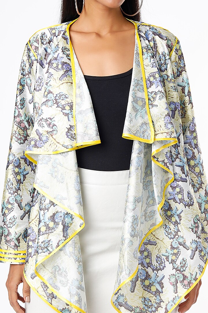 White Seahorse Printed Throw Jacket by Felix bendish at Pernia's Pop Up Shop