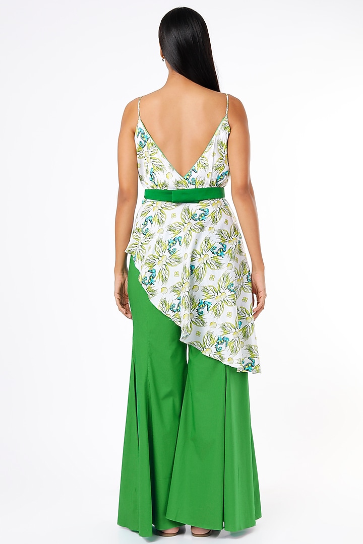White & Green Printed Tunic Set by Felix bendish at Pernia's Pop Up Shop