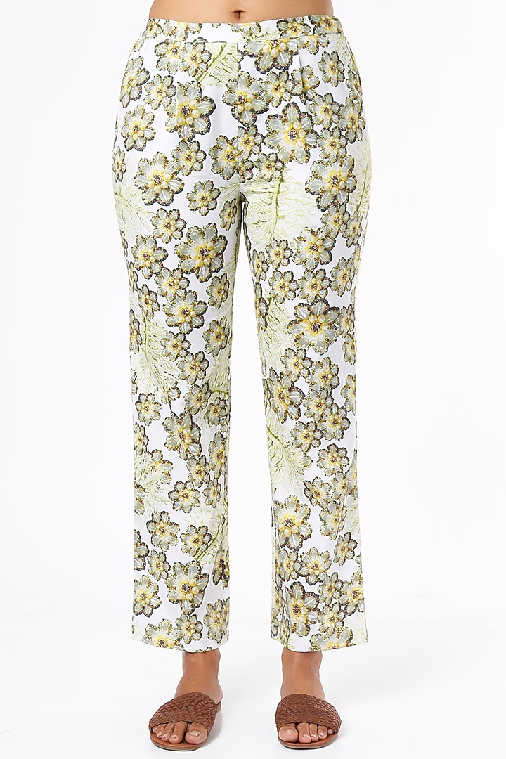 White Floral Printed Tunic Set by Felix bendish at Pernia's Pop Up Shop