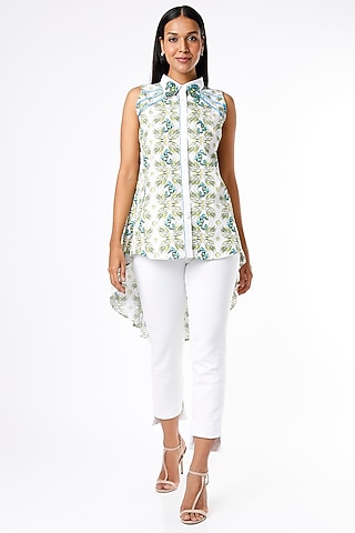 White Sea Horse Printed Shirt by Felix bendish