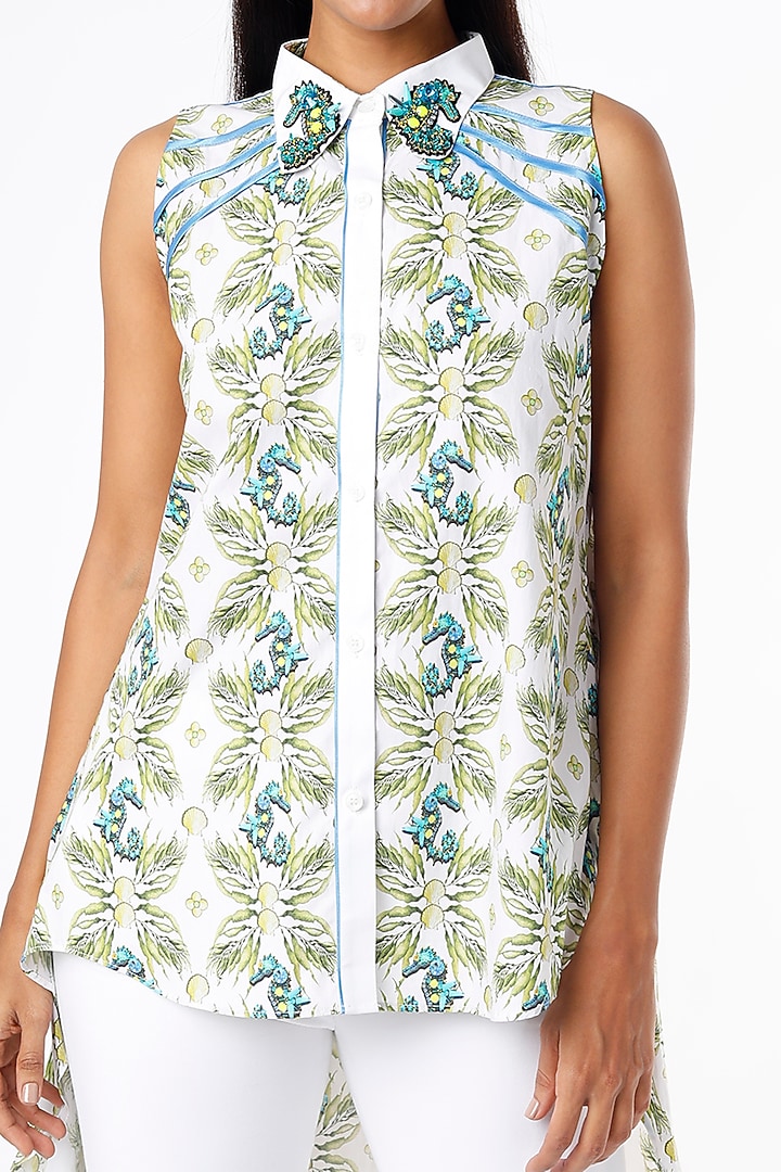 White Sea Horse Printed Shirt by Felix bendish at Pernia's Pop Up Shop