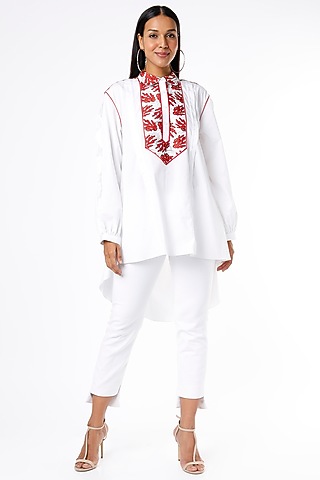 White Coral Printed Tunic by Felix bendish