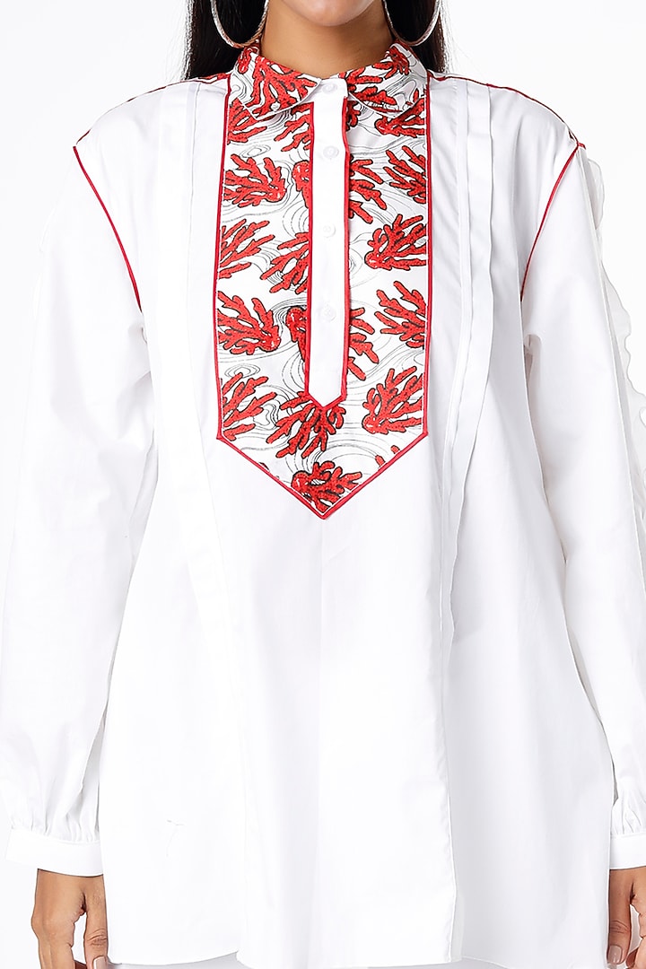 White Coral Printed Tunic by Felix bendish at Pernia's Pop Up Shop