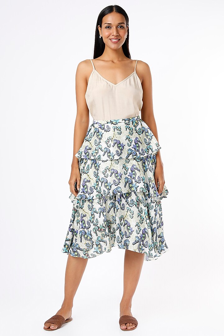 White Seahorse Printed Skirt by Felix bendish at Pernia's Pop Up Shop