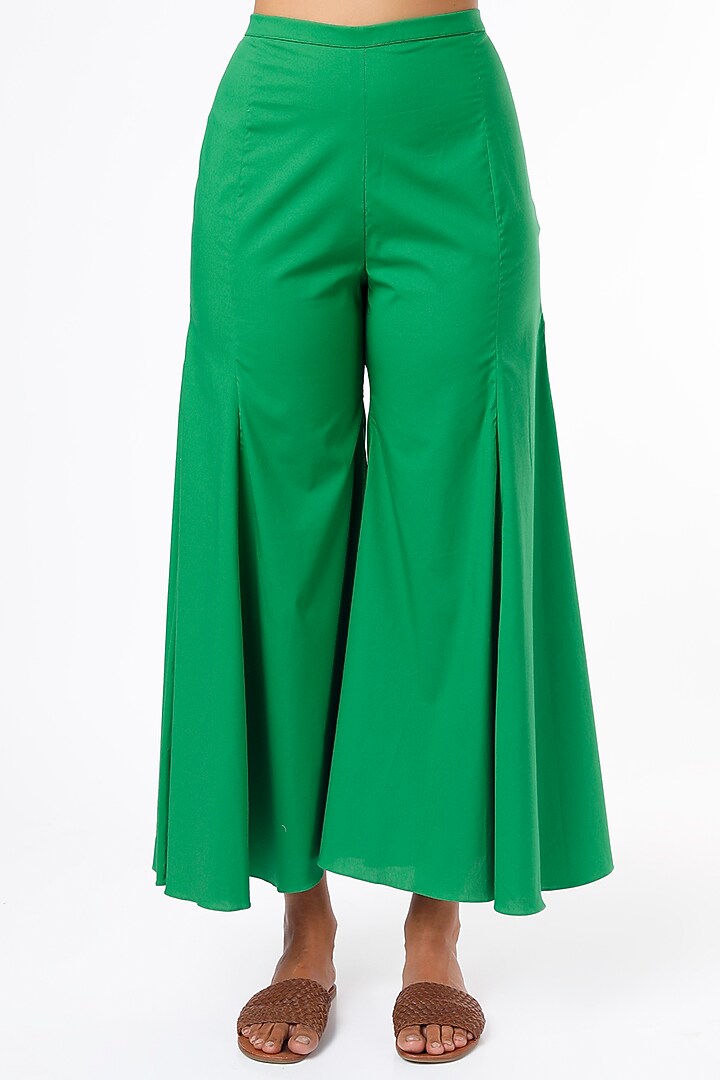 Green Cambric Palazzo Pants by Felix bendish at Pernia's Pop Up Shop