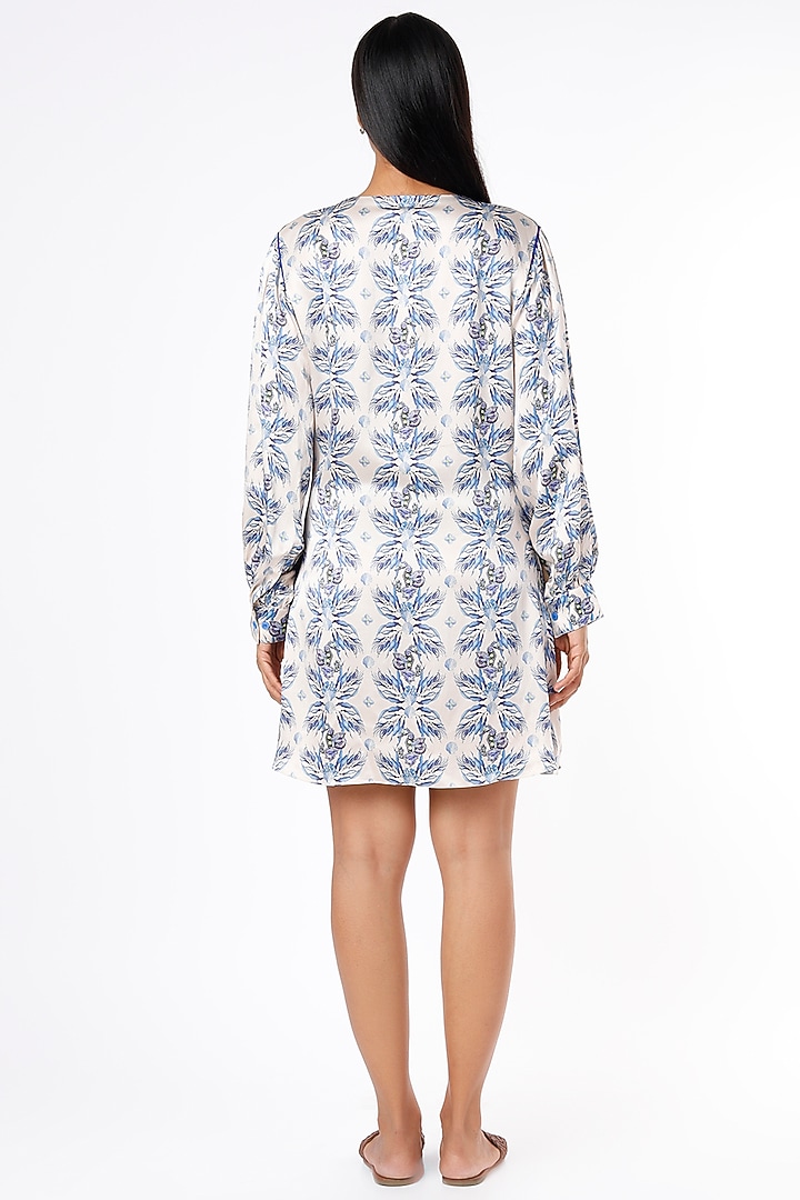 White Printed Mini Summer Dress by Felix bendish at Pernia's Pop Up Shop