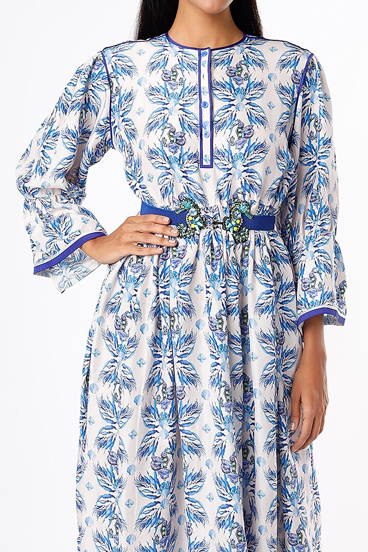 White Chamois Silk Midi Vacation Dress by Felix bendish at Pernia's Pop Up Shop