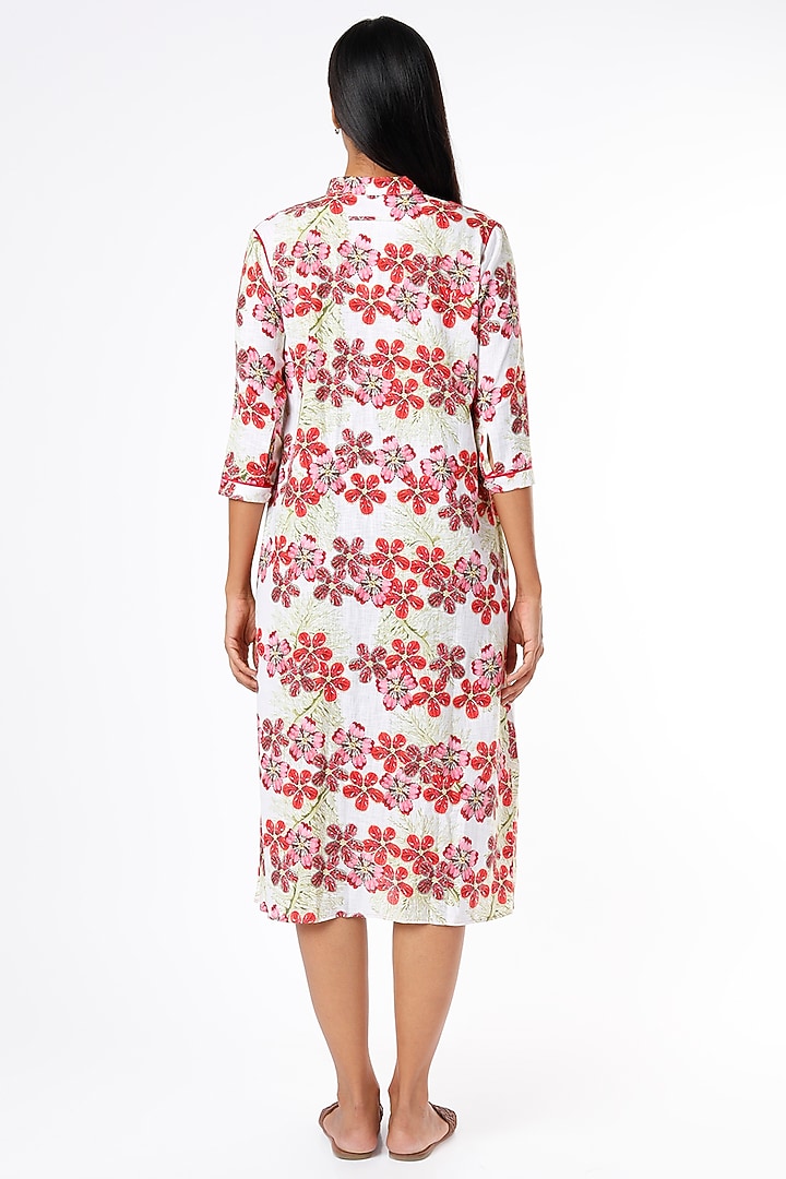 White & Red Floral Printed Summer Dress by Felix bendish at Pernia's Pop Up Shop
