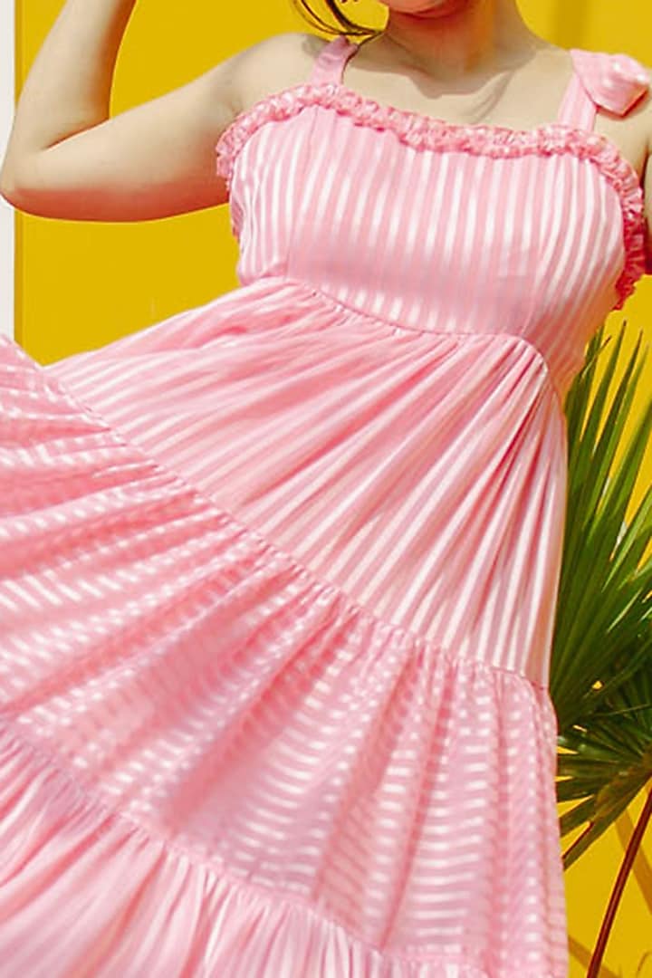 white christmas dresses Halter Neck Pink Lace Layered Chiffon Long Prom Dress, Pink Lace Forma –  abcprom main image 1