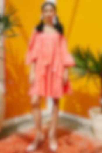 Pink Polka Dot Printed Layered Summer Dress by House Of Fett at Pernia's Pop Up Shop