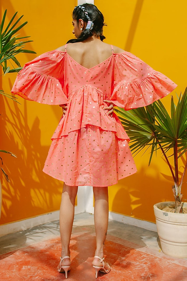 Pink Polka Dot Printed Layered Summer Dress by House Of Fett at Pernia's Pop Up Shop