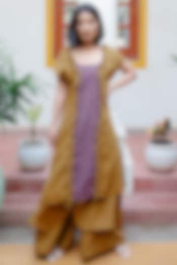 Purple & Mustard Color Blocked Tunic by House Of Fett at Pernia's Pop Up Shop