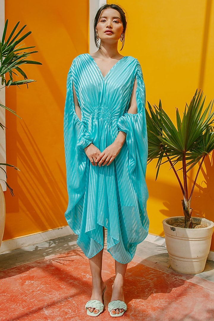 Blue Chiffon Kaftan by House Of Fett at Pernia's Pop Up Shop