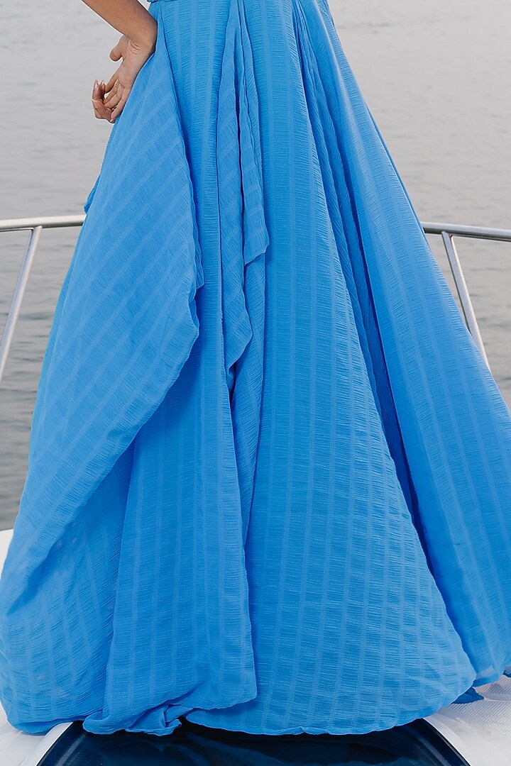 Sea Blue Printed Gown by House Of Fett at Pernia's Pop Up Shop