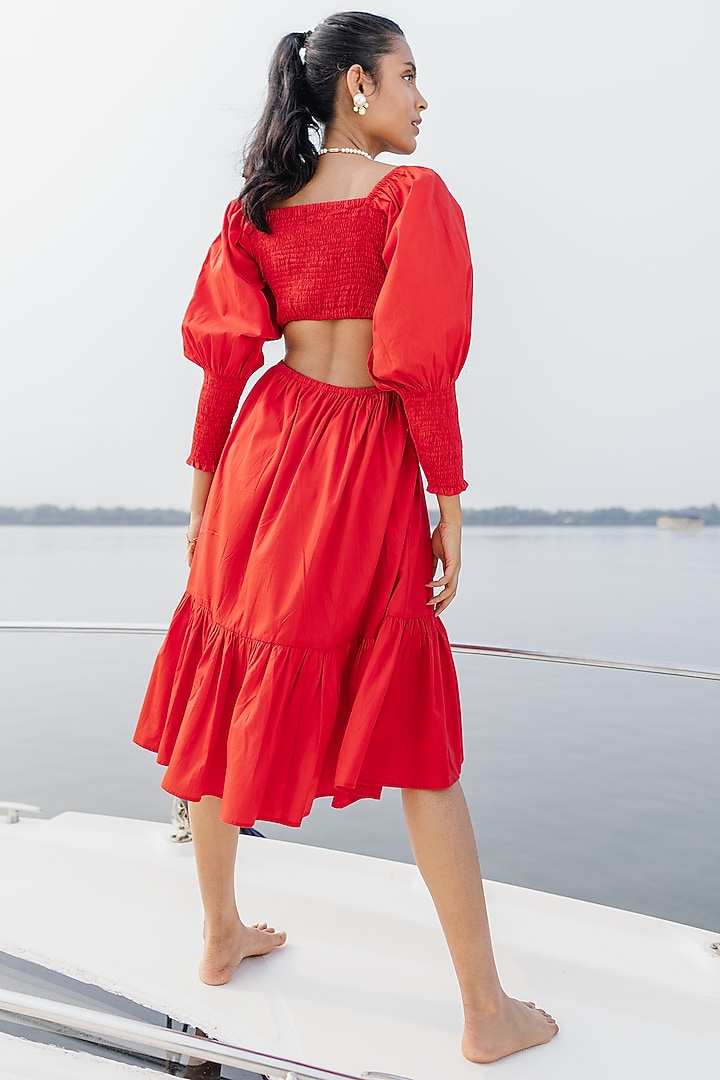 Red Cotton Summer Dress by House Of Fett at Pernia's Pop Up Shop