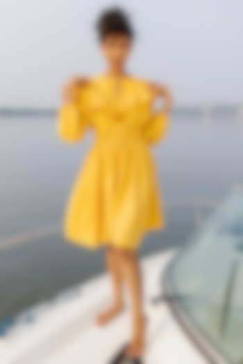 Yellow Shimmer Georgette Summer Dress by House Of Fett at Pernia's Pop Up Shop