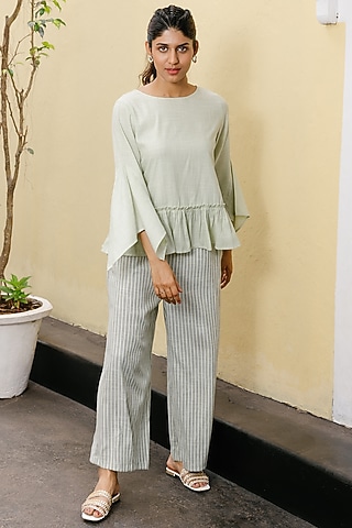 Green Rayon Top by House Of Fett