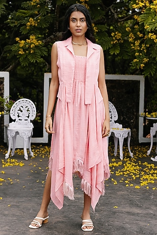 Pink Midi Dress With Jacket by House Of Fett