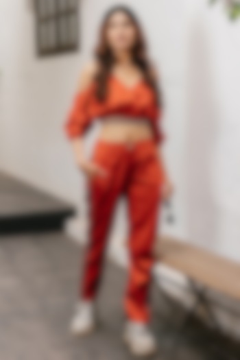 Orange Cotton Pants by House Of Fett at Pernia's Pop Up Shop