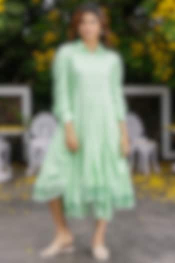 Green Rayon Midi Dress by House Of Fett