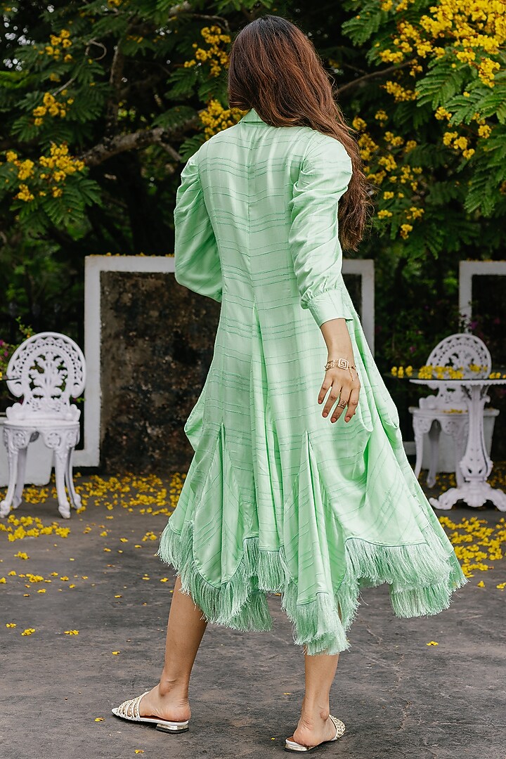 Green Rayon Midi Summer Dress by House Of Fett at Pernia's Pop Up Shop