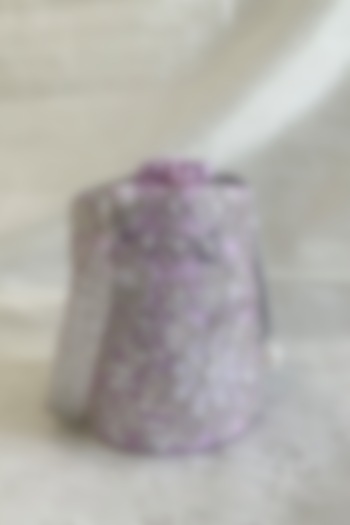 Lavender Semi Raw Silk Circular Bag by Feza Bags