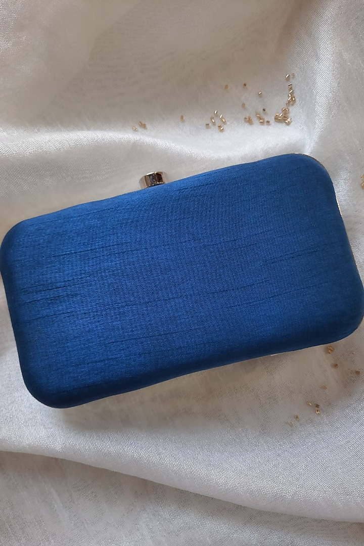 Blue Ombre Semi Raw Silk Embroidered Clutch by Feza Bags at Pernia's Pop Up Shop