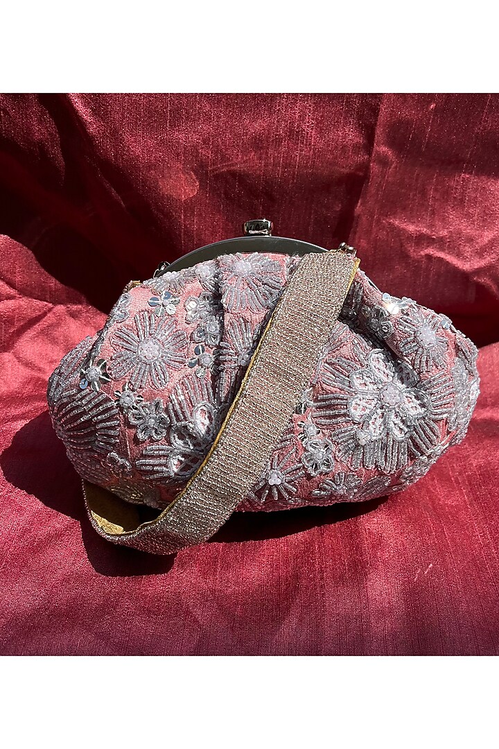 Blush Pink Embroidered Clutch by Feza Bags at Pernia's Pop Up Shop