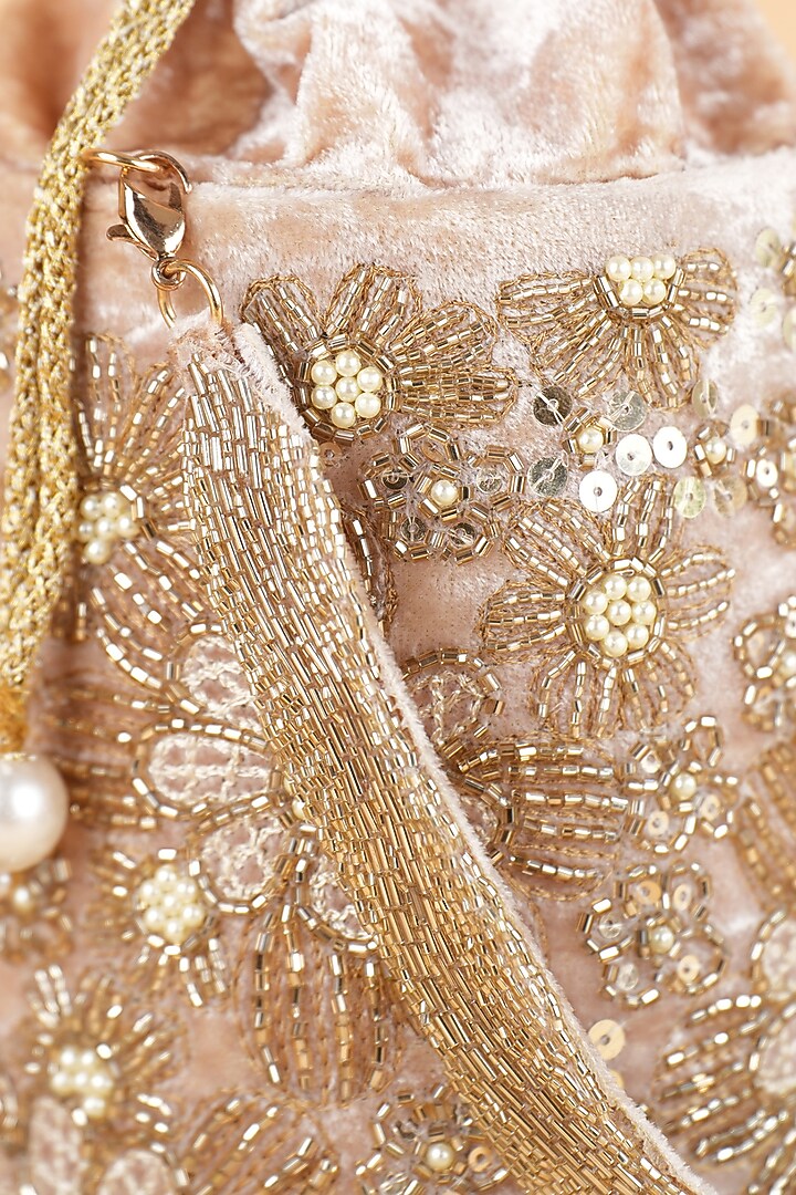 Gold Velvet Potli by Feza Bags at Pernia's Pop Up Shop