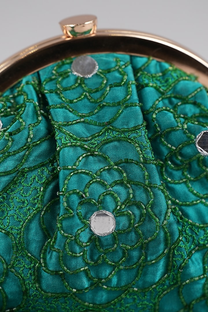 Green Satin Clutch by Feza Bags at Pernia's Pop Up Shop