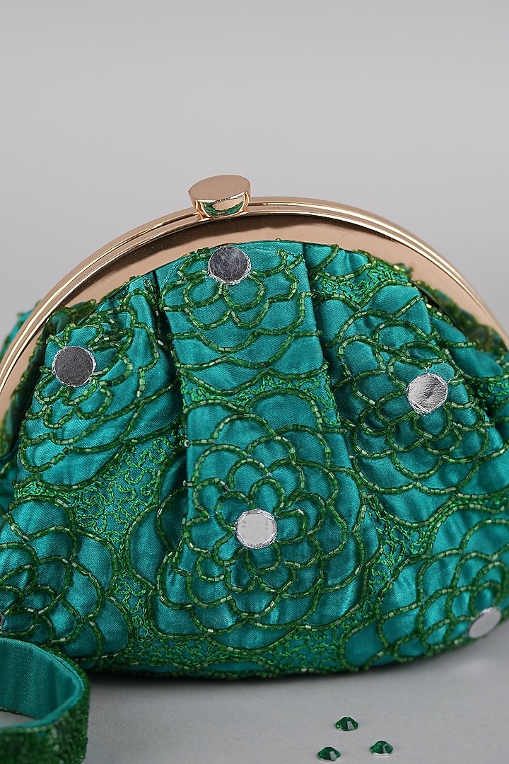 Green Satin Clutch by Feza Bags at Pernia's Pop Up Shop