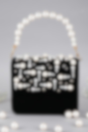 Black Velvet Baguette Bag by Feza Bags