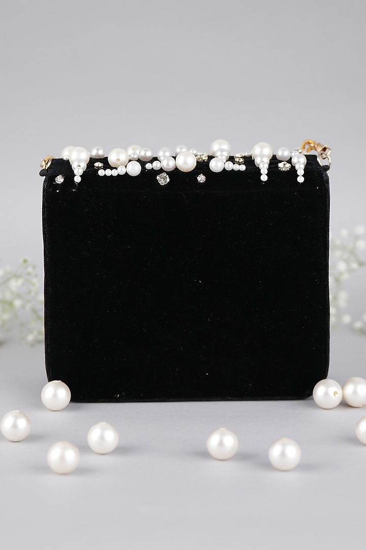 Black Velvet Baguette Bag by Feza Bags at Pernia's Pop Up Shop