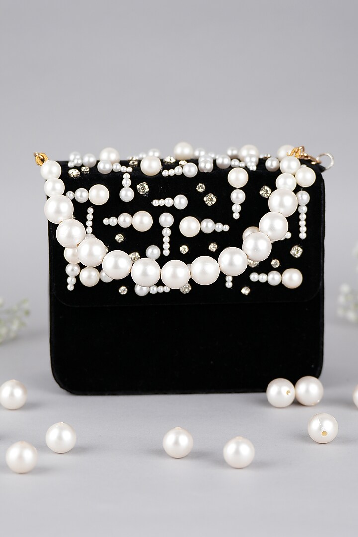Black Velvet Baguette Bag by Feza Bags at Pernia's Pop Up Shop