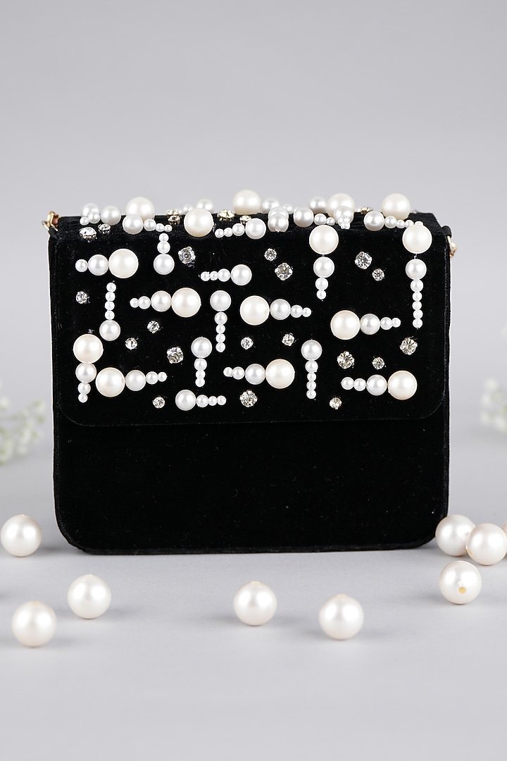 Black Velvet Baguette Bag by Feza Bags at Pernia's Pop Up Shop