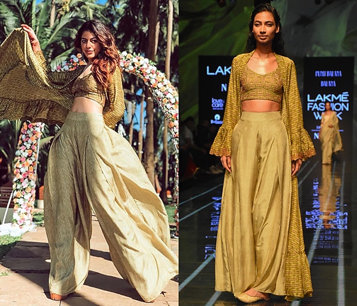 Henna Green Bandhani Bralette With Jacket & Pants by Punit Balana at Pernia's Pop Up Shop