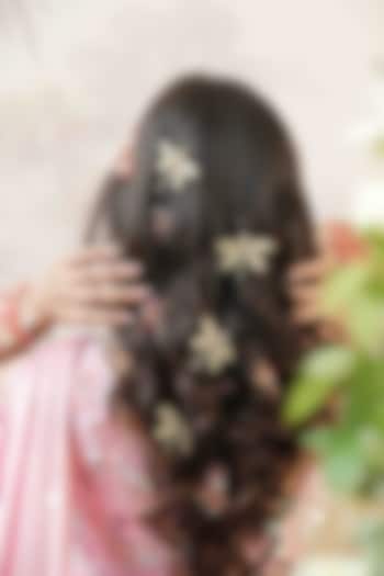 Pink Pearl & Resin Handcrafted Hairpins (Set Of 5) by FLORISTAA BY MAHEK at Pernia's Pop Up Shop