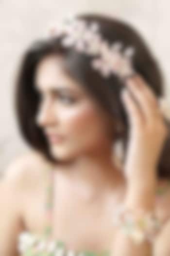 Pink Pearl & Resin Handcrafted Headband by FLORISTAA BY MAHEK at Pernia's Pop Up Shop