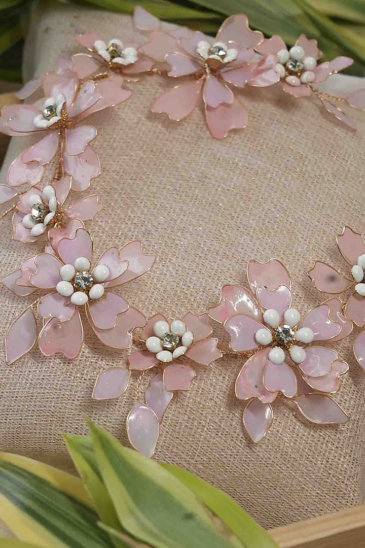 Pink Pearl & Resin Handcrafted Headband by FLORISTAA BY MAHEK at Pernia's Pop Up Shop