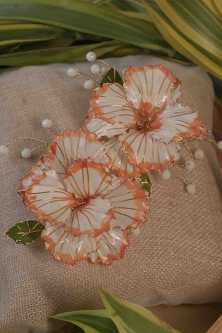 Orange Pearl & Resin Hair Comb by FLORISTAA BY MAHEK at Pernia's Pop Up Shop