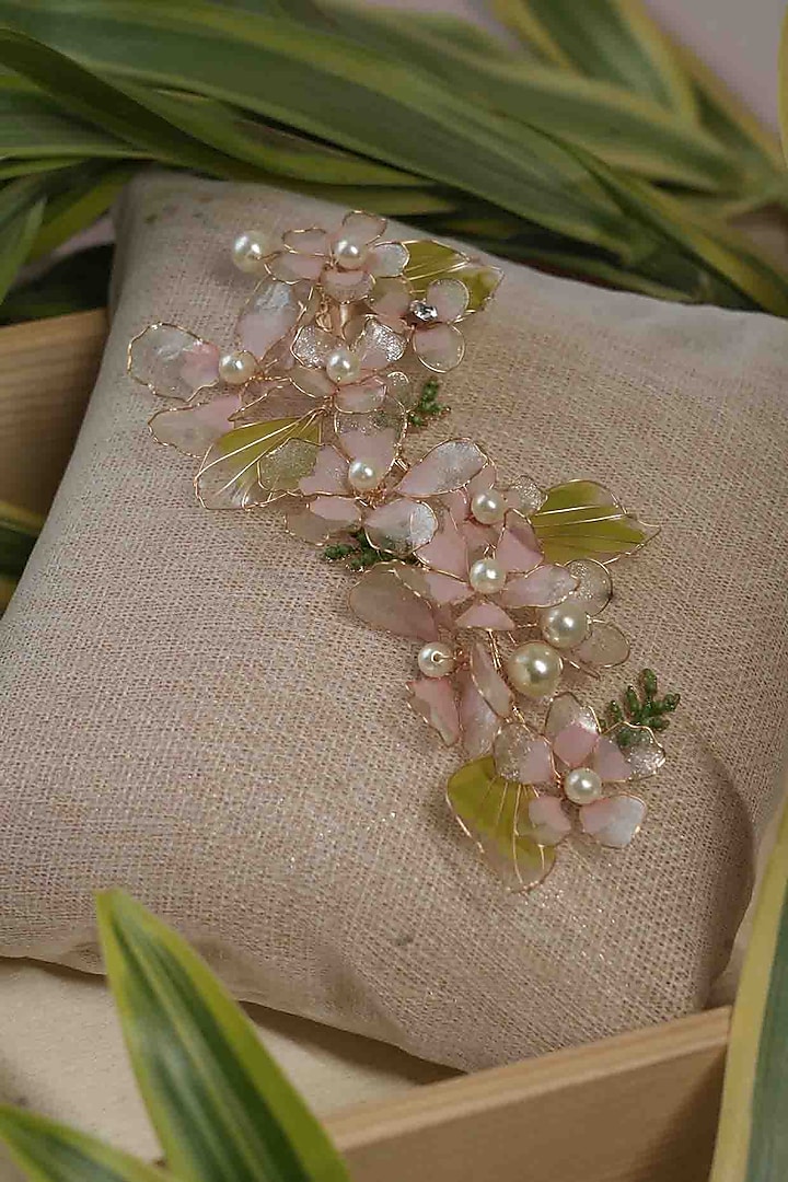 Pink Pearl & Resin Handcrafted Hairpin by FLORISTAA BY MAHEK at Pernia's Pop Up Shop